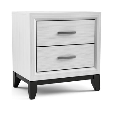 Two Tone Nightstand with 2 Drawers, Wooden Legs, White Finish, Bedroom