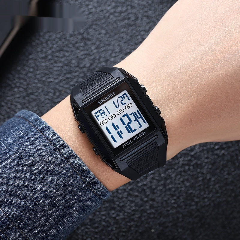 Lightweight Waterproof And Luminous Square Electronic Sports Watcha Classic And Stylish Choice