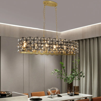 Chandelier Crystal Black Gold Geometric Modern Pendant 39 In