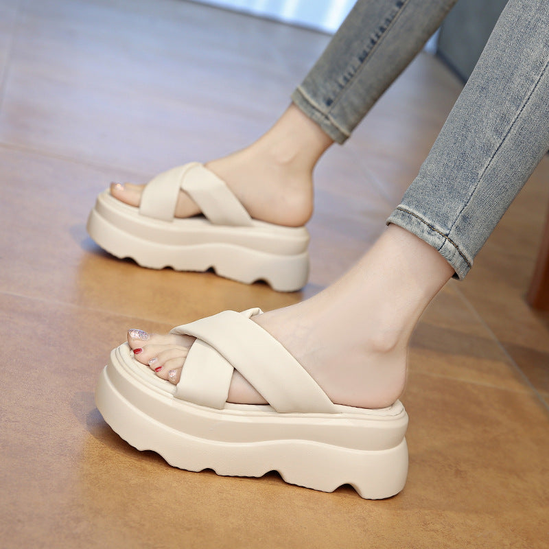 Thick Soled Slippers For Women Wearing Outside In Summer Small Size