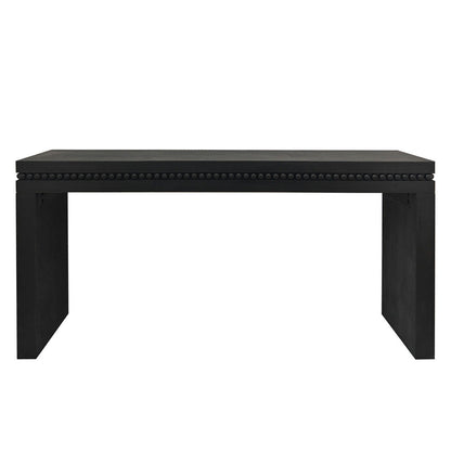 64" Black Console Table with Beaded Trim | Modern Entryway & Sofa Table Engineered Wood, Elegant Black Finish