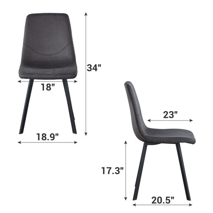 Dining Chair Mid-Century Modern Velvet Gray Metal Legs Set of 2