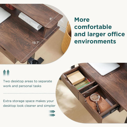 60 Inch Elevated Electric Standing Desk Dark Walnut