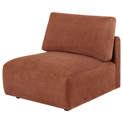 Elysia Chenille Upholstered Modular Armless Chair Coral