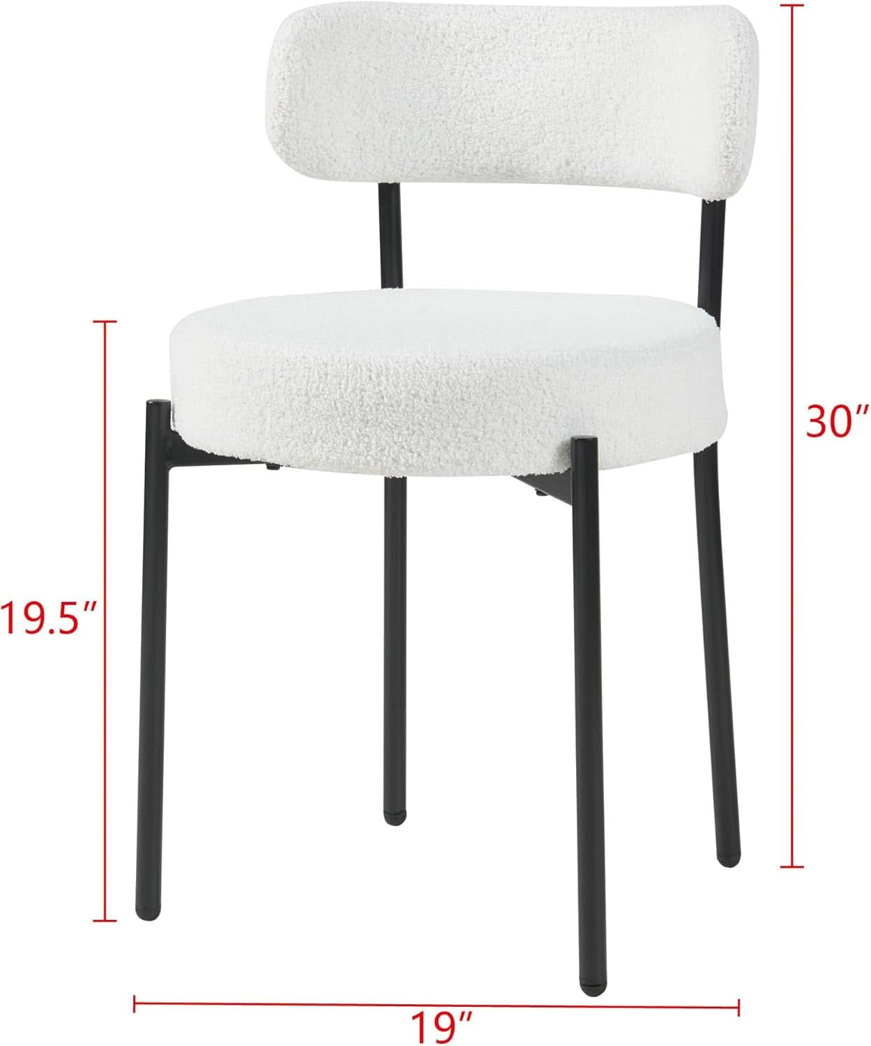 White Boucle Dining Chairs Set Of 2 For Dining Room