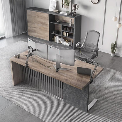 63 Inch Executive Office Desk Stainless Steel Frame