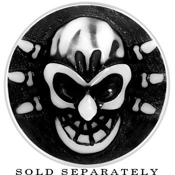 0G Black White Resin Skull Saddle Plug