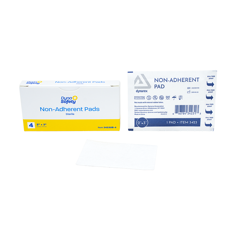Dynarex Non-Adherent Pads - Sterile 4/Unit, 2" x 3" - 4ea/bx, 100bxs/cs (400 Count)