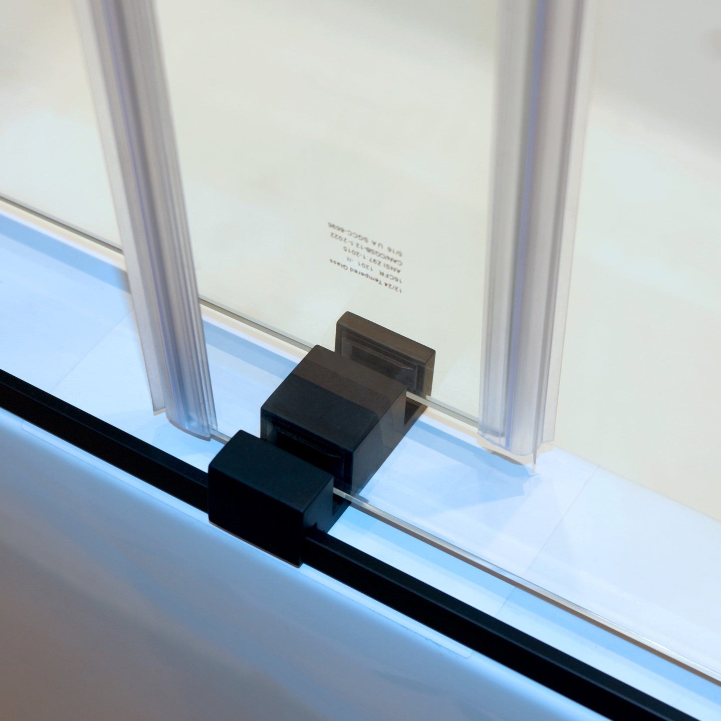 56-60in W x 60in H Frameless Double Sliding Tub Shower Door, Matte Black, 8mm
