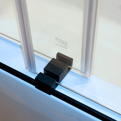 56-60in W x 60in H Frameless Double Sliding Tub Shower Door, Matte Black, 8mm