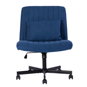 Swivel Office Chair Linen Blue Criss Cross Memory Foam 360 Degree 25.2 In