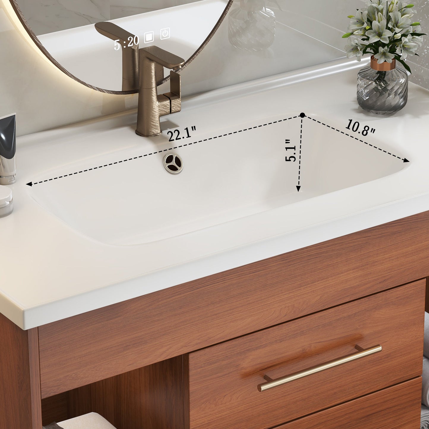 35.4' Mid-Century Floating Bathroom Vanity with Ceramic Undermount Sink