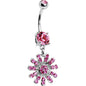 Pink Gem Gerber Daisy Flower Belly Ring