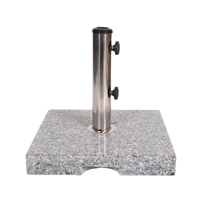 Patio Umbrella Base Square Granite Stainless Steel Gray 55 LB 15.75 In