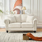 Loveseat Chenille Beige Rolled Arms Nailhead Trim 63 In 700 LB