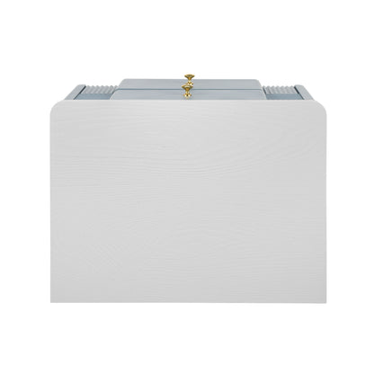 Modern Fluted Nightstand with 2 Drawers, Gold Metal Legs and Handles, Blue