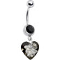 Jet Gem Classic Romance Heart Belly Ring