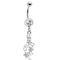 Crystalline Gem Dramatic Floral Drop Belly Ring