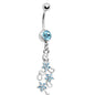 Aqua Gem Dramatic Floral Drop Belly Ring