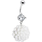 Crystalline Gem Full Bloom Shell Flower Belly Ring