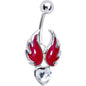 Flaming Wing Heart Belly Ring