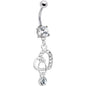 Crystalline Gem Charming Heart Dangle Belly Ring