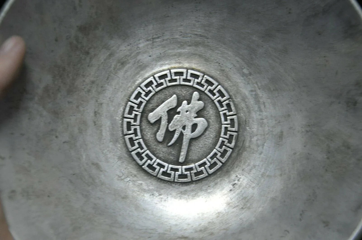 Old Tibetan Silver Lohan Plate – Buddhist Temple Offering Dish
