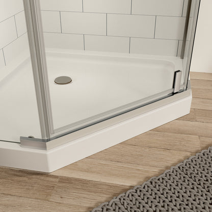 Pivot Shower Door 34.75 x 72 in. Frameless Neo-Angle Chrome, 1/4in Tempered