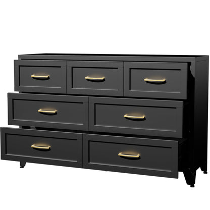 Dresser Low-Profile 7-Drawer Black Steel Smooth Glide 47.3x15.8x30.8 In