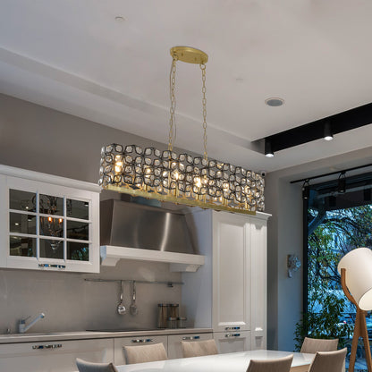 Chandelier Crystal Black Gold Geometric Modern Pendant 39 In