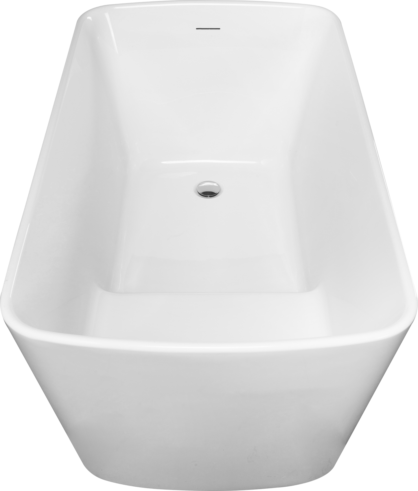 49in Acrylic Freestanding Soaking Bathtub, Square Japanese Sit-In, Chrome Drain