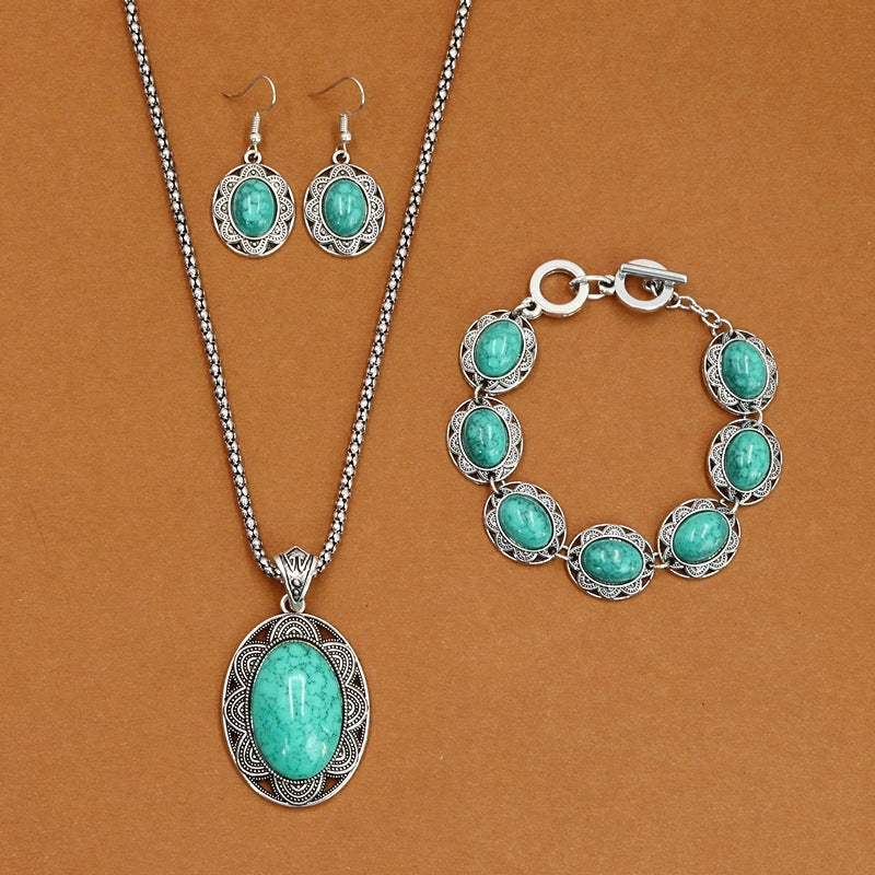 European And American Ethnic Bohemian Turquoise Necklace For Women