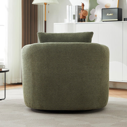 Accent Chair Swivel Barrel Chenille Green 360 Degree Pocket Spring 38 In