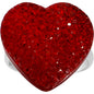 Red Sparkler Heart Adjustable Ring