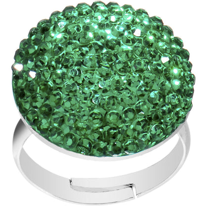 Emerald Green Sparkler Round Adjustable Ring
