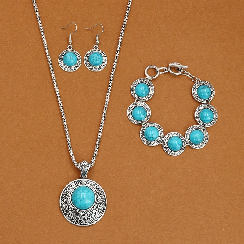 European And American Ethnic Bohemian Turquoise Necklace For Women