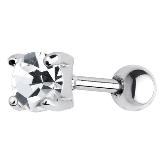16G 5mm Clear CZ Round Cartilage Tragus Earring