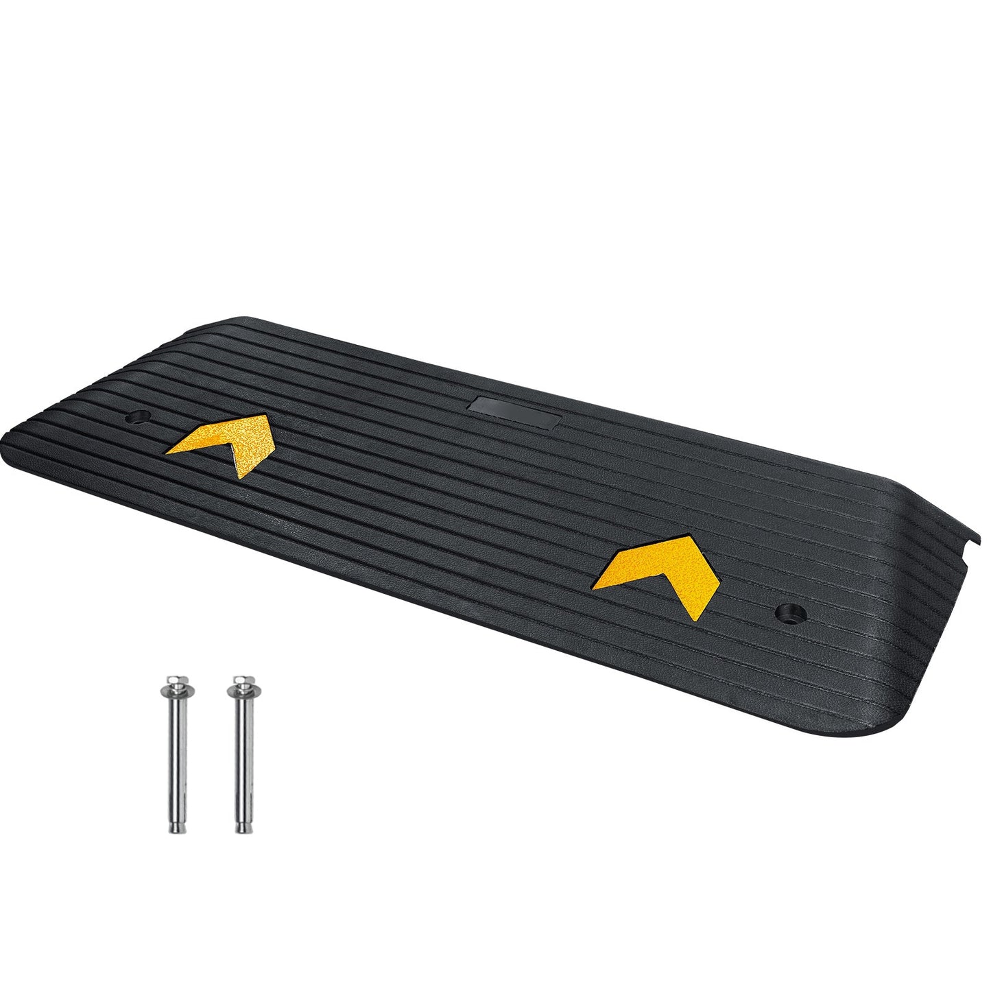 Threshold Ramp Rubber 2 In Non-Slip Beveled Edges Doorway 43.7x16 In Channel