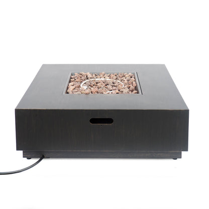 Stylish 40' Square Fire Pit in Brown and Gold Iron for Outdoor Warmth
