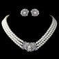 Pearl Rhinestone Necklace Earrings Jewelry Set