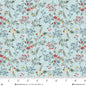 Pale Blue Tender Vines Cotton 44"/45" Fabric Per Yard