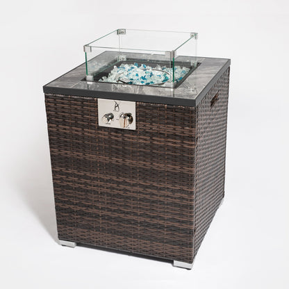 24' Propane Gas Fire Pit Table, 50000 BTU Square Fire Pit, Tile Tabletop with