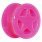 Acrylic Neon Pink Star Tunnel Plug 2G to 20mm