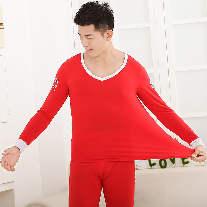 Men's tights Modal basic round neck thermal underwear set