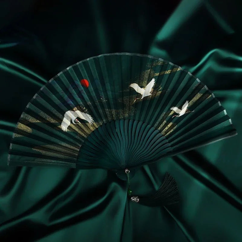 Xianhe Printing and Dyeing Folding Fan Ancient Style Hairpin Hanfu Fan Headwear New Chinese Accessories Women's Travel Matching