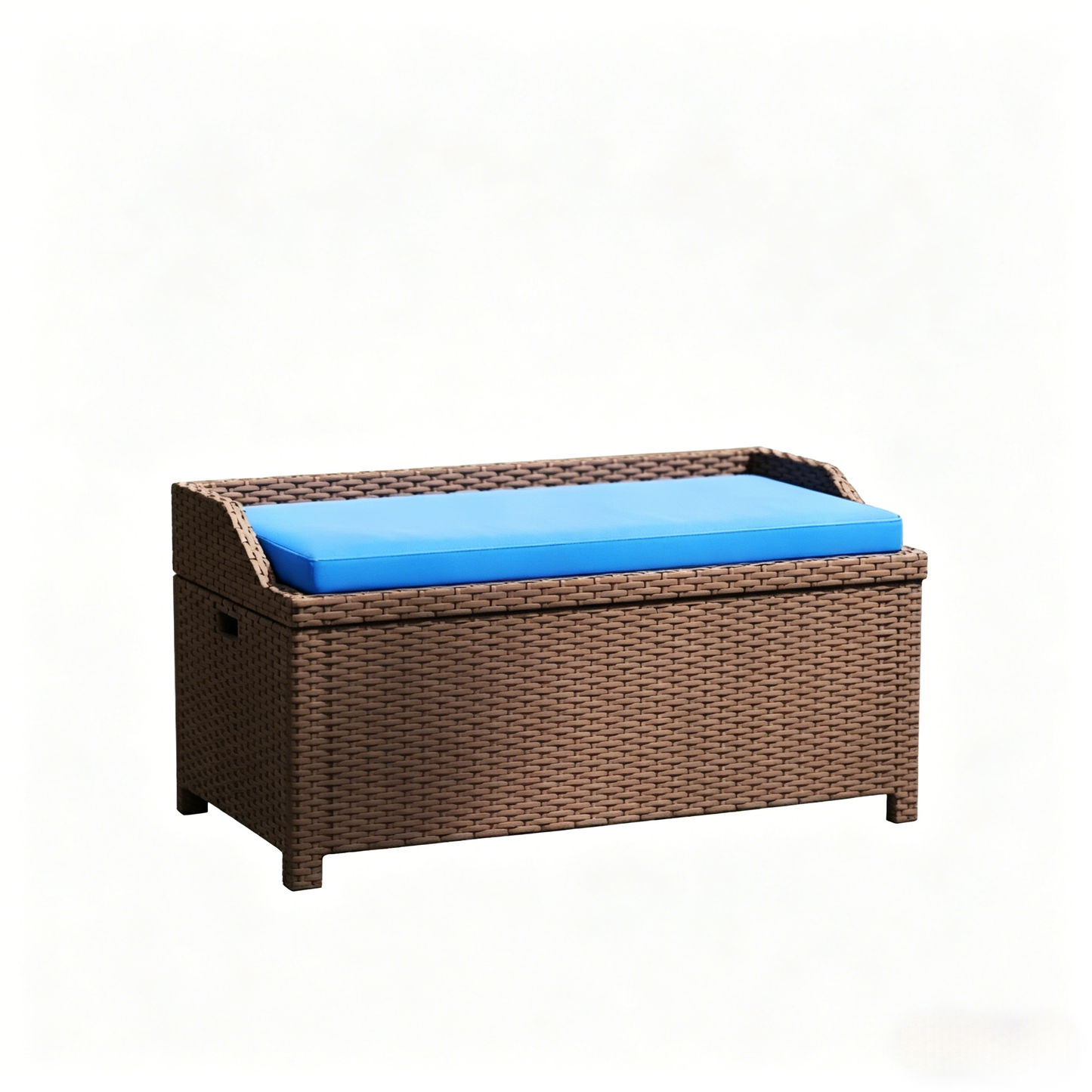 Patio Storage Bench, Garden Outdoor Wicker Storage Bench with Cushion