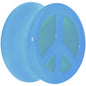 Acrylic Neon Blue Peace Sign Tunnel Plug 2G to 20mm