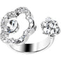 Clear Jeweled Flower Adjustable Ring