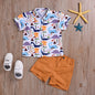 Boy's dinosaur print short sleeve suit