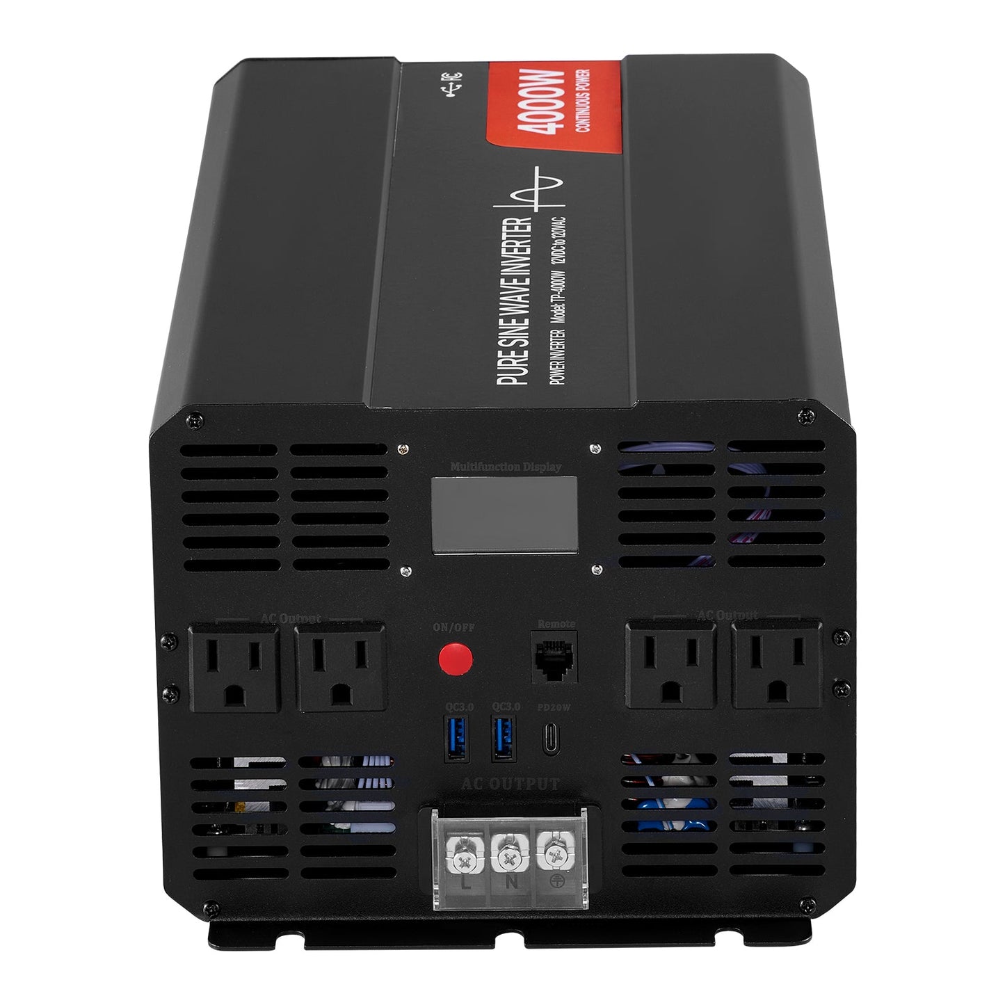 4000W Pure Sine Wave Power Inverter, 12V to 120V, LCD, USB, for RV Truck